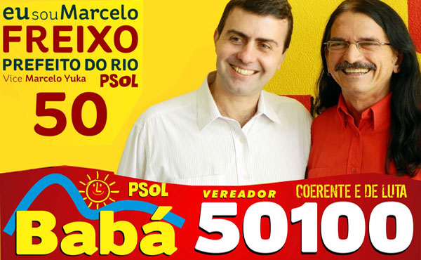 Brasil: Afiche de campaña de Marcelo Freixo y Babá del PSOL