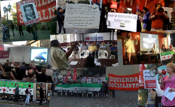 Entre los días 6 y 12 de Mayo distintas organizaciones de la izquierda mundial realizamos actos, charlas y concentraciones en apoyo a la Revolución Siria en varias ciudades del mundo