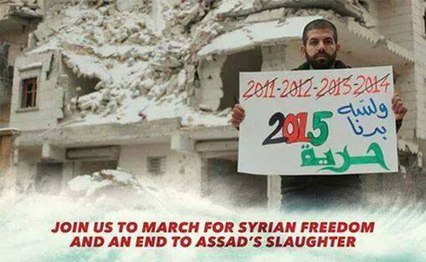 En el cuarto aniversario de la Revolución Siria miles nos volvemos a manifestar en más de 50 ciudades del mundo.