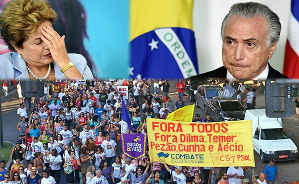 Movilización por “Fuera Todos” donde participó nuestro partido hermano de Brasil (CST) 
