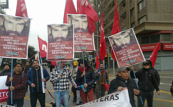 MST de Chile reclama por la aparición con vida de Santiago Maldonado