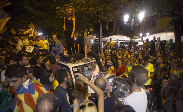 manifestantes catalanes