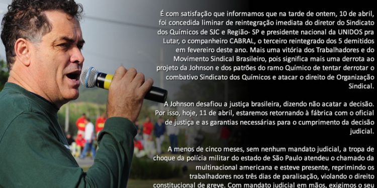 Já são 3 os reintegrados de 5 demitidos