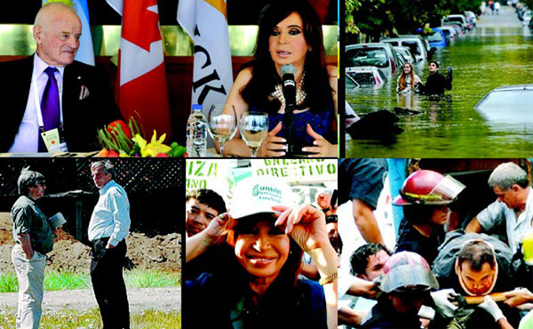 Cristina con el Presidente de la Barrick Gold, Peter Munk; Néstor Kirchner con Lázaro Báez; La presidenta con la gorrita de la Verde de Pedraza; El gobierno fue corresponsable de la masacre de Once y no hizo las obras que hubieran evitado las muertes por las inundaciones