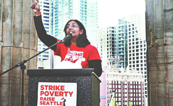 La nueva concejala Kshama Sawant.
