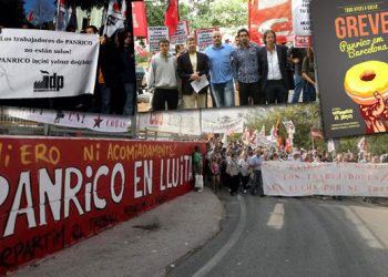 Exitosa jornada internacional en apoyo a la huelga de Panrico en Santa Perpetua, Barcelona.