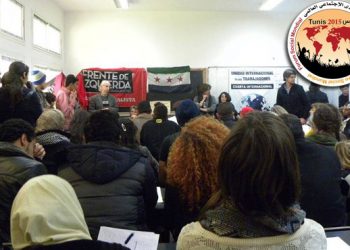 El revolucionario sirio Salamah Kaileh hablando en el taller de la UIT sobre la revolución siria