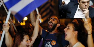 El pueblo dijo NO y Tsipras le dijo Sí a la Troika. Ya el lunes 20 pagó más de 4 mil millones de euros a la Troika. Y echó a los ministros de izquierda que rechazaron el acuerdo.