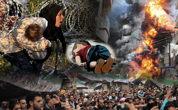 Asilo ya a los refugiados. No a las restricciones de la UE Apoyemos al pueblo en lucha sirio. Abajo Bashar Al Assad. No al ISIS y a la intervención imperialista