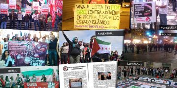 ¡Viva la lucha del pueblo sirio contra la dictadura, el ISIS y No a los bombardeos de EE.UU y Rusia! Asilo ya a los refugiados. No a las restricciones de la UE Apoyemos al pueblo en lucha sirio. Abajo Bashar Al Assad