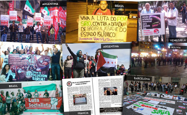 ¡Viva la lucha del pueblo sirio contra la dictadura, el ISIS y No a los bombardeos de EE.UU y Rusia! Asilo ya a los refugiados. No a las restricciones de la UE Apoyemos al pueblo en lucha sirio. Abajo Bashar Al Assad