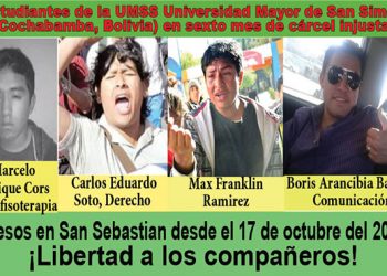 Boris Arancibia, Carlos Eduardo Soto, Marcelo Enrique Cors Ávila y Max Franklin Ramirez, encarcelados desde el 17 de octubre del 2015 por haber luchado en defensa de los derechos estudiantiles.