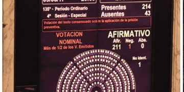 Resultado de la votación en la Cámara de Diputados de la Nación