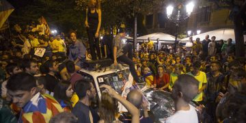 manifestantes catalanes