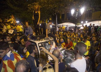 manifestantes catalanes