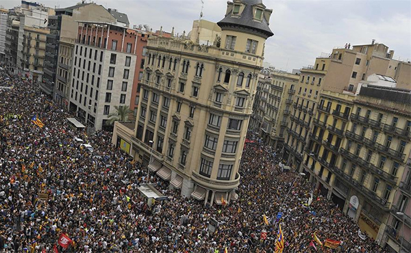 movilización independentista y huelga general en Barcelona