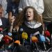 Ahed Tamimi en la conferencia de prensa de su casa luego de ser liberada
