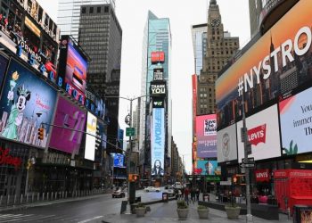 Time Square casi vacio por la cuarentena 3/4/2020