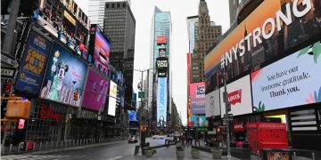 Time Square casi vacio por la cuarentena 3/4/2020