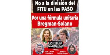 No a la división del FIT-U en las PASO. Por una fórmula unitaria