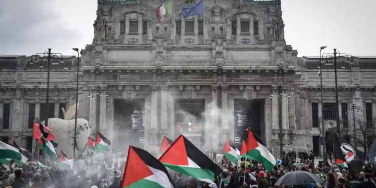 Italia: Huelga obrero-estudiantil en apoyo al pueblo palestino