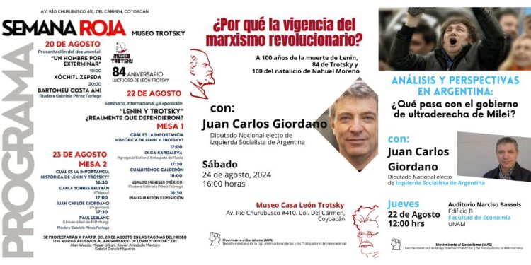 Juan Carlos Giordano en México: disertará en el Museo León Trotsky